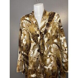 Serenade Kimono Blouse Womens 3X Multicolor Floral Pleated Bell Sleeve Sheer